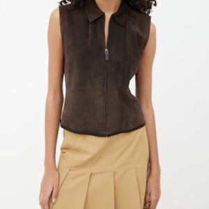 Wilson Leather Maxima Suede Vest Sz Medium Brown Zip Up